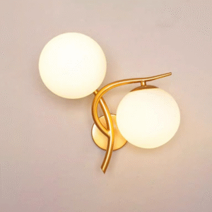 TWILIXO Luxury Golden Wall Light with Dual Glass Globe | Modern Decorative Wall Lamp